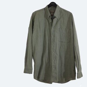 Khakis by Arrow green button shirt 100% cotton size LT